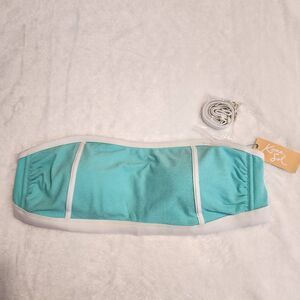 Kona Sol NWT Womens Plus Size 2X Turquiose Bandeau Swimtop